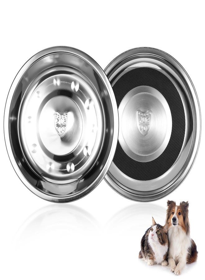 TranRantic 2 Pcs Stainless Steel Cat Bowls, Cats Food Bowls Whisker Friendly, 7 Inch/18cm Non-Slip Pet Bowl Cat Dish Feeding Bowls for Puppy, Small Dogs, Rabbits - Image 1
